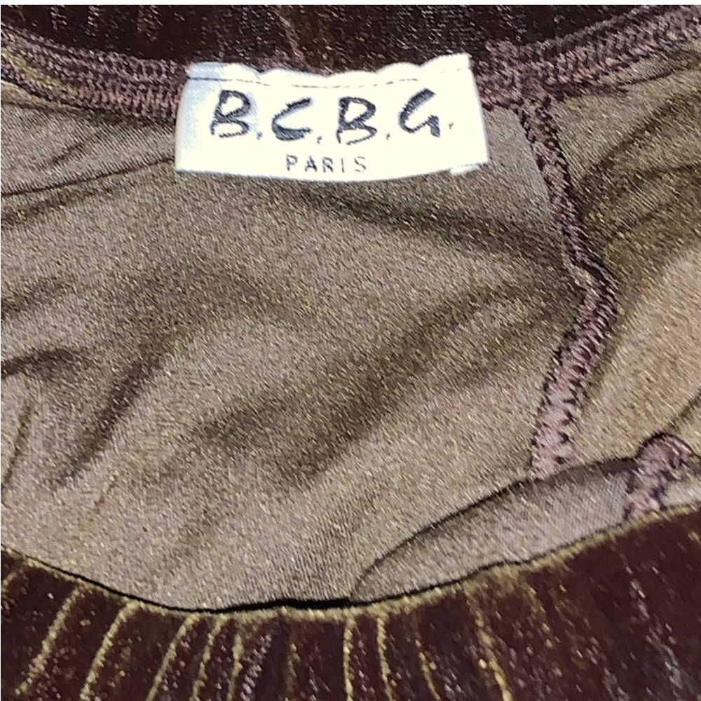 Y2K BCBG Velvet Tracksuit 3 Piece Set Jacket Mock Neck Top Pants Brown Sporty - Picture 10 of 13